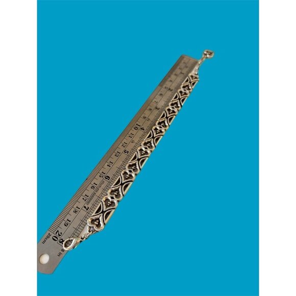 Chunky Silvertone Heart Link Bracelet 7.5"-8.5" Lobster Clasp - Picture 4 of 6